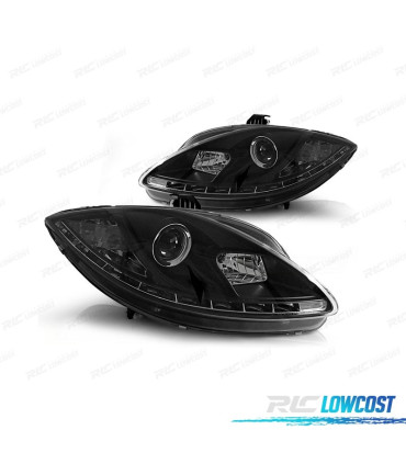 PHARES SEAT LEON ALTEA 09-12 LED DRL FEUX DE JOUR VRAIS FOND NOIR
