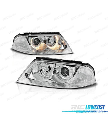 PHARES POUR VOLKSWAGEN VW PASSAT 3BG 00-05 ANGEL EYES FOND CHROMÉ