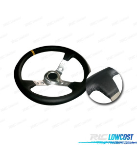 VOLANT TYPE OMP GRIS PEAU SYNTHÉTIQUE NOIRE