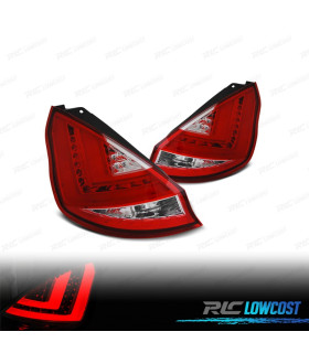 FEUX ARRIÈRE POUR FORD FIESTA MK7 08-12 LIGHT BAR ROUGE CHROMÉ