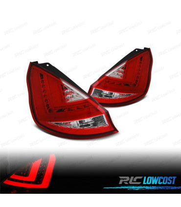 FEUX ARRIÈRE FORD FIESTA MK7 08-12 LIGHT BAR ROUGE CHROMÉ