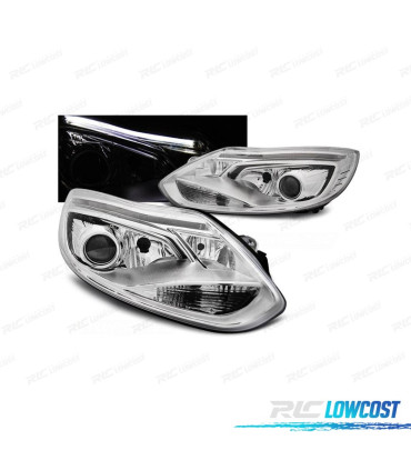PHARES FORD FOCUS 11-14 TUBE LIGHT FOND CHROMÉ