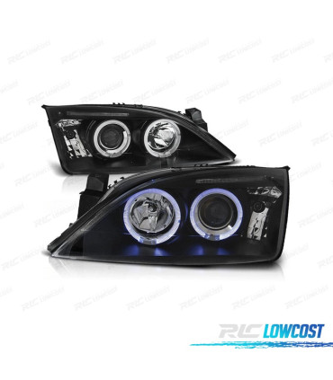 PHARES POUR FORD MONDEO MK3 00-07 ANGEL EYES FOND NOIR