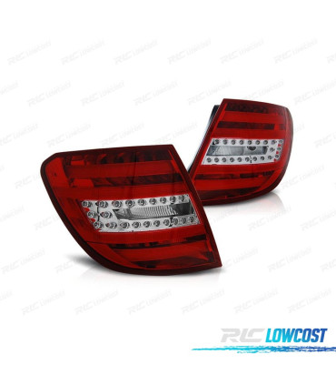 FEUX ARRIÈRE POUR MERCEDES CLASSE C W204 07-11 KOMBI LED BAR ROUGE CHROMÉ