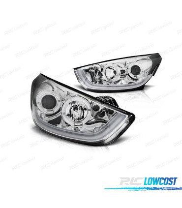 PHARES POUR HYUNDAI IX35 10-13 TUBE LIGHT FOND CHROMÉ