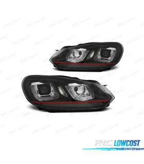 PHARES POUR VOLKSWAGEN VW GOLF MK6 08-12 DAYLIGHT FOND NOIR ROUGE