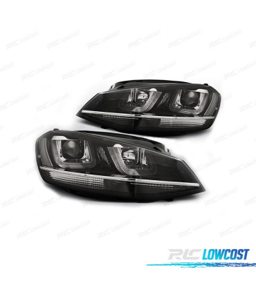 PHARES POUR VOLKSWAGEN VW GOLF 7 12-17 GTI DAYLIGHT FOND NOIRBLANC