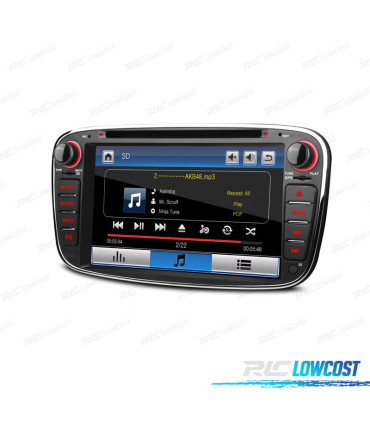 AUTORADIO 2DIN 7" POUR FORD ROND COULEUR NOIR USB GPS TACTIL HD