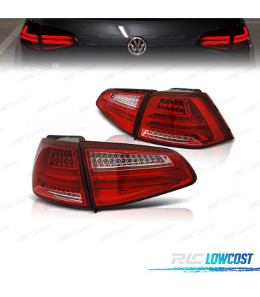 FEUX ARRIÈRE POUR VOLKSWAGEN VW GOLF 7 12-17 LIGHTBAR LED ROUGE CHROMÉ