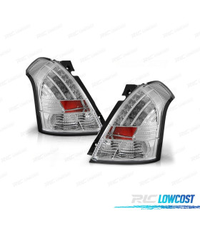 FEUX ARRIÈRE POUR SUZUKI SWIFT 05-10 LED FOND CHROMÉ