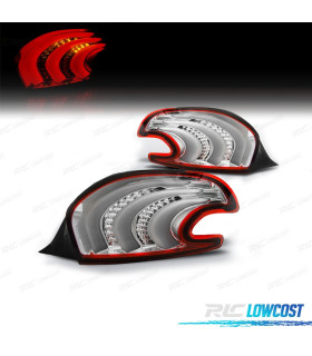 FEUX ARRIÈRE POUR PEUGEOT 208 12-15 LIGHT BAR ROUGE CHROMÉ