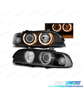 PHARES BMW E39 95-00 XENON ANGEL EYES FOND NOIR CHROMÉ