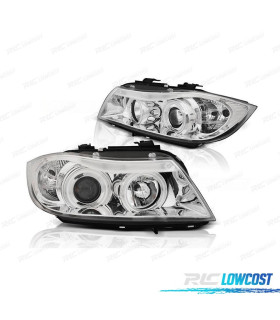 PHARES BMW E90 91 05-08 ANGEL EYES CCFL FOND CHROME