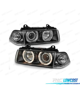 PHARES BMW E36 90-99 ANGEL EYES FOND NOIR