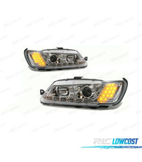 PHARES PEUGEOT 306 93-97 DAYLIGHT LED FOND CHROMÉ