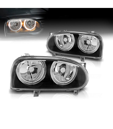 PHARES VOLKSWAGEN VW GOLF 3 ANGEL EYES FOND NOIR H7 H7