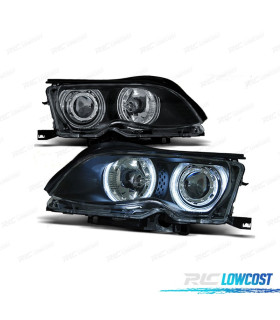PHARES BMW E46 4P 01-05 ANGEL EYES CCFL FOND NOIR