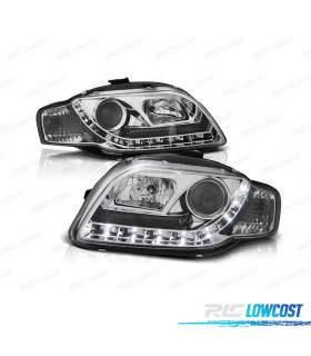 PHARES AUDI A4 B7 04-07 FEUX DE JOUR LED RÉELS FOND CHROME