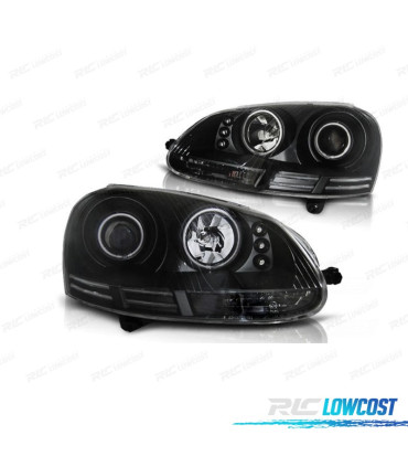 PHARES VOLKSWAGEN VW GOLF 5 ANGEL EYES CCFL DAYLIGHT LED FOND NOIR