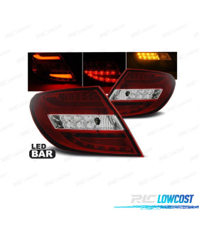 FEUX ARRIÈRE POUR MERCEDES CLASSE C W204 07-11 LED BAR ROUGE CHROMÉ