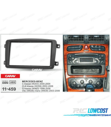 FACADE AUTORADIO 2 DIN NOIR POUR MERCEDES CLASSE C CLK-CLASSE G-CLASS VIANO VITO