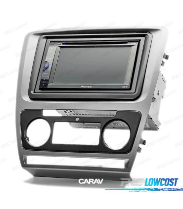 FACADE AUTORADIO 2-DIN GRIS POUR SKODA OCTAVIA 08-13 AVEC AIR CONDITIONNÉ AUTO