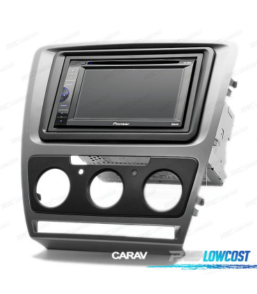 FACADE AUTORADIO EN GRIS RADIO 2 DIN POUR SKODA OCTAVIA 08-13 AVEC CLIMATISATION MANUELLE