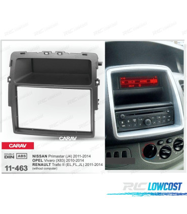 FACADE AUTORADIO 2 DIN NOIR POUR OPEL VIVARO NISSAN PRIMASTAR RENAULT TRAFIC II SANS ORDINATEUR DE BORD