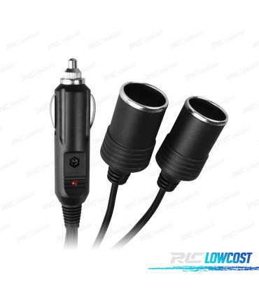 ADAPTATEUR BRIQUET 12V AVEC 2 ENTRÉES ET CÂBLE 28CM