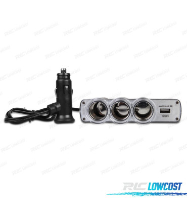 ADAPTATEUR ALLUME CIGARE VOITURE 12V A 3 ENTRÉES + USB