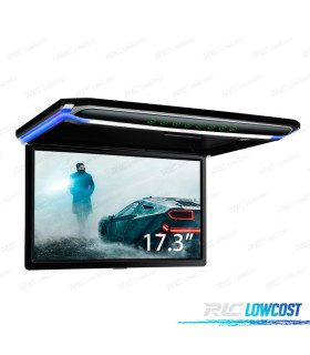 ECRAN DE TOIT DE VOITURE 17.3" ULTRA FIN AVEC LUMIÈRE LED HDMI 1080P USB ET SD.