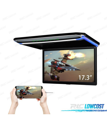 ECRAN DE TOIT DE VOITURE 17.3" ULTRA FIN AVEC LUMIÈRE LED HDMI 1080P USB ET SD.