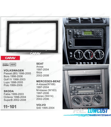 FACADE AUTORADIO 2-DIN NOIR MERCEDES VOLKSWAGEN VW POUR SKODA SEAT VOLVO