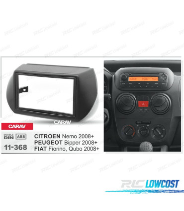 FACADE AUTORADIO 2-DIN NOIR POUR CITROEN NEMO PEUGEOT BIPPER FIAT FIORINO, QUBO