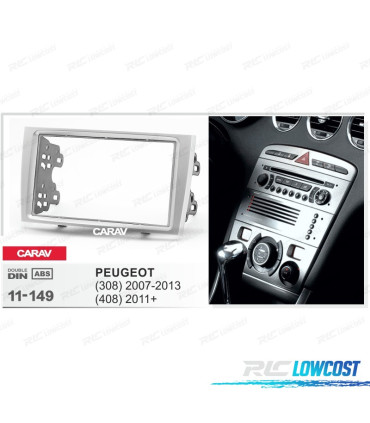 FACADE AUTORADIO 2 DIN GRIS POUR PEUGEOT 308 408