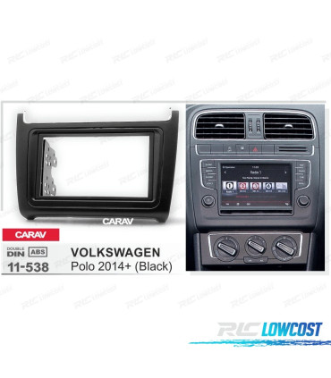 FACADE ADAPTATEUR AUTORADIO 2-DIN NOIR POUR VOLKSWAGEN VW POLO 14-