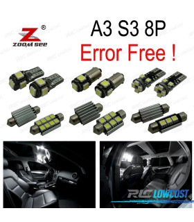 KIT 16 AMPOULES LED INTÉRIEUR POUR AUDI A3 S3 8P 2006 -2013
