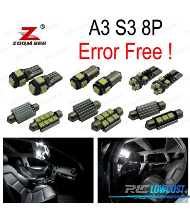 KIT 16 AMPOULES LED INTÉRIEUR POUR AUDI A3 S3 8P 2006 -2013