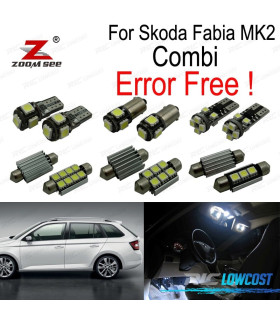 KIT 17 AMPOULES LED INTÉRIEUR POUR SKODA FABIA 2 MK2 MK II KOMBI BREAK WAGON 2008-2014