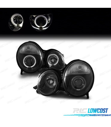PHARES ANGEL EYES MERCEDES CLASSE E W210 99-02 FOND NOIR