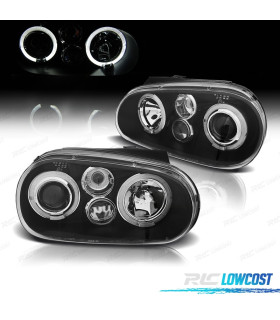 PHARES VOLKSWAGEN VW GOLF 4 97-03 LOOK R32 ANGEL EYES LED FOND NOIR