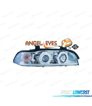 PHARES BMW E39 95-00 ANGEL EYES CHROMÉ CCFL