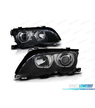 PHARES BMW E46 01-05 LED ANGEL EYES NOIR