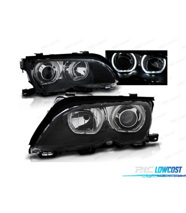 PHARES BMW E46 01-05 LED ANGEL EYES NOIR