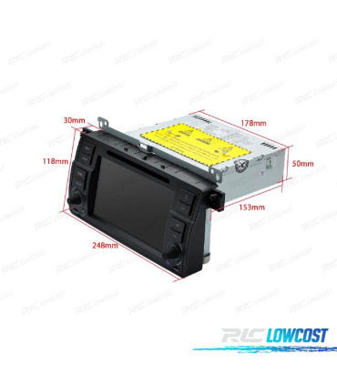 AUTORADIO GPS BMW E46 ANDROID 14 DVD 64GB ROM 4GB RAM 98-05