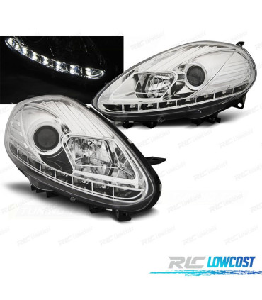 PHARES LED DRL DAYLIGHT FIAT PUNTO EVO 09-11 CHROMÉ