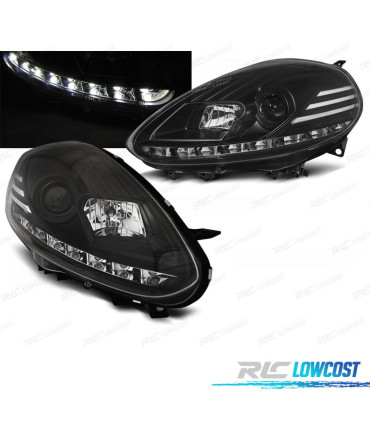 PHARES DAYLIGHT POUR FIAT PUNTO EVO 09-12 FOND NOIR
