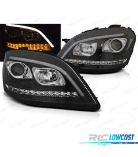 PHARES MERCEDES CLASSE ML W164 05-07 FEUX DIURNES LED DYNAMIQUES FOND NOIR