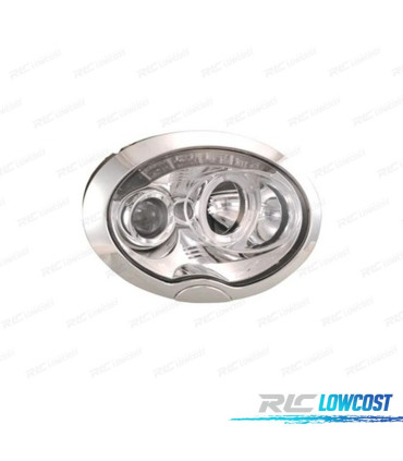 PHARES MINI COOPER R50 R52 R53 ANGEL EYES LED FOND CHROMÉ