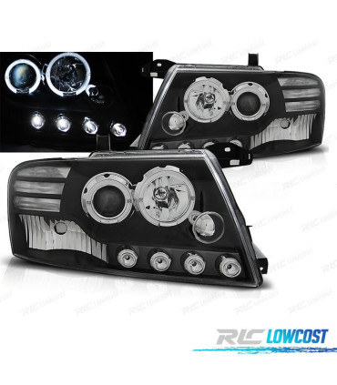 PHARES MITSUBISHI PAJERO V60 00-06 LED ANGEL EYES NOIR